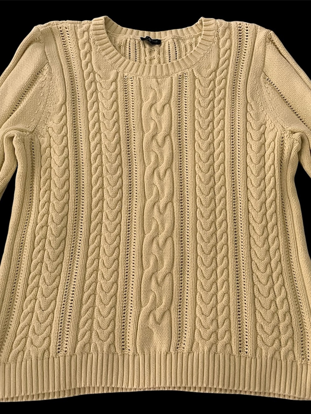Talbots Citrus Yellow Loosely Knit Cable Sweater.